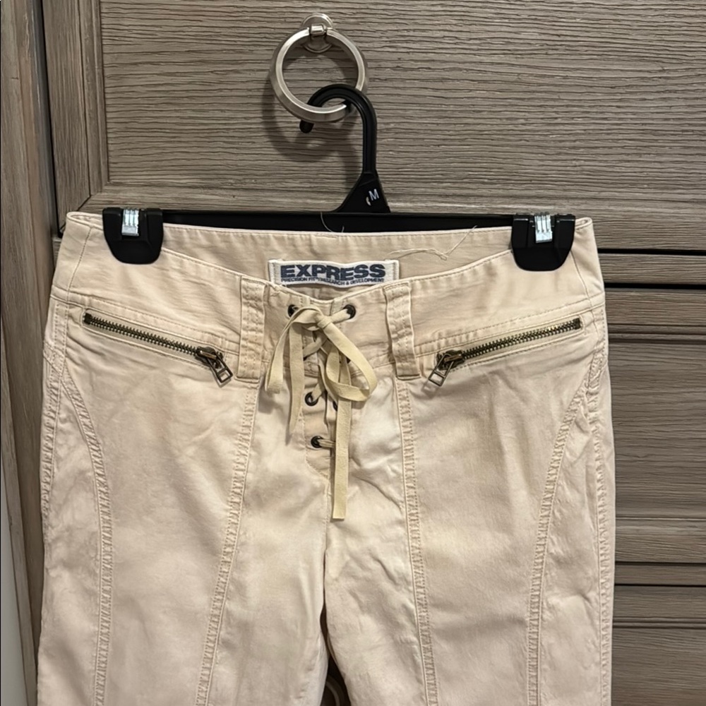 Express Beige Lace-Up Pants